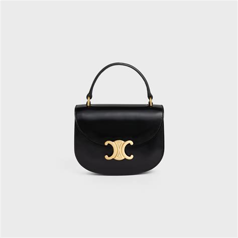 celine mini besace triomphe in shiny calfskin black